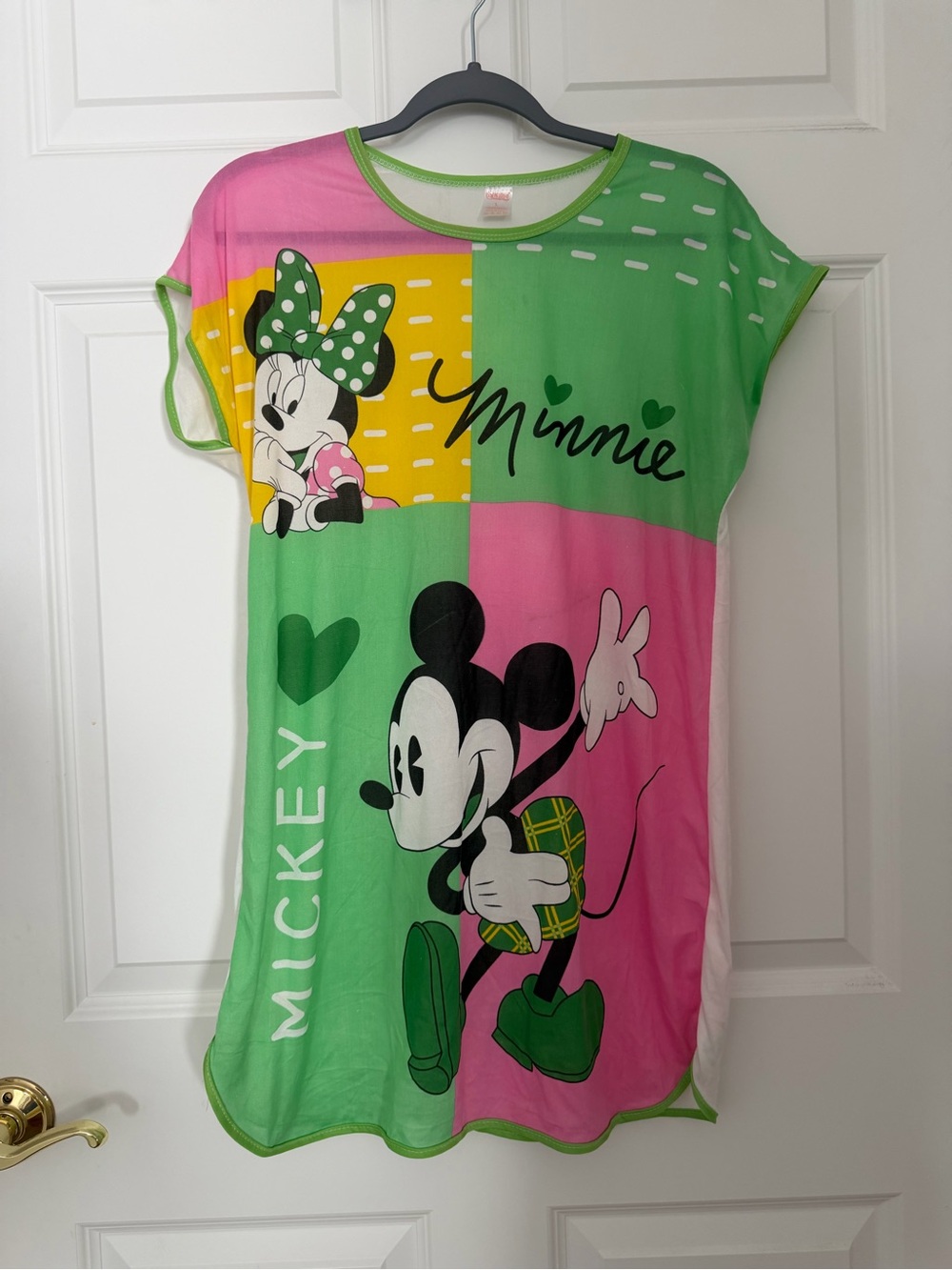 Minnie & Mickey Colorblock Womens Nightshirt - Green & Pink